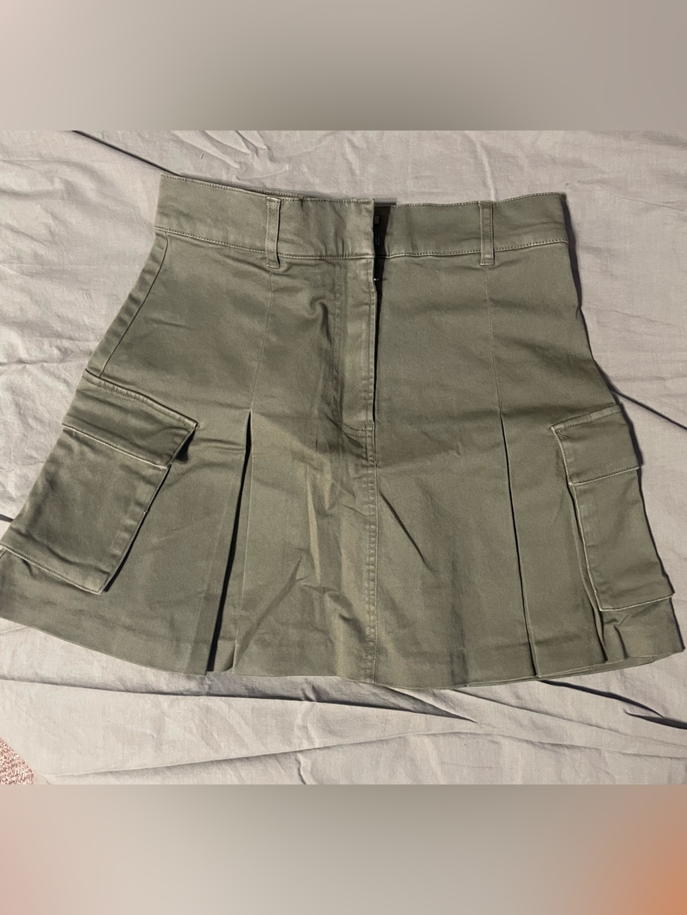 Express Olive Green Mini Skirt with Cargo Pockets